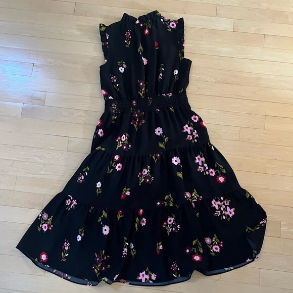Kate Spade In Bloom Smocked Waist Dress in Ma Cherie Blackmulti XS NWOT - Picture 6 of 13